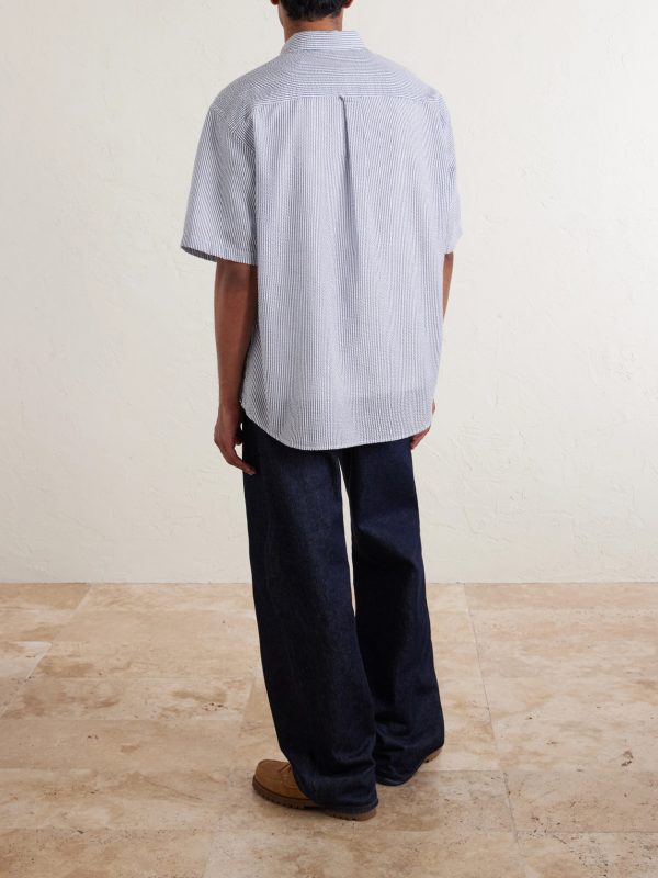 Striped Cotton-Blend Seersucker Shirt - BK