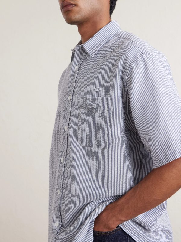 Striped Cotton-Blend Seersucker Shirt - CU