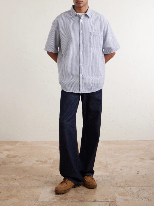 Striped Cotton-Blend Seersucker Shirt - OU