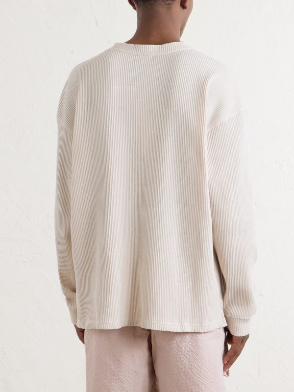 Oversized Waffle-Knit Cotton-Blend T-Shirt - BK Oversized Waffle-Knit Cotton-Blend T-Shirt - BK