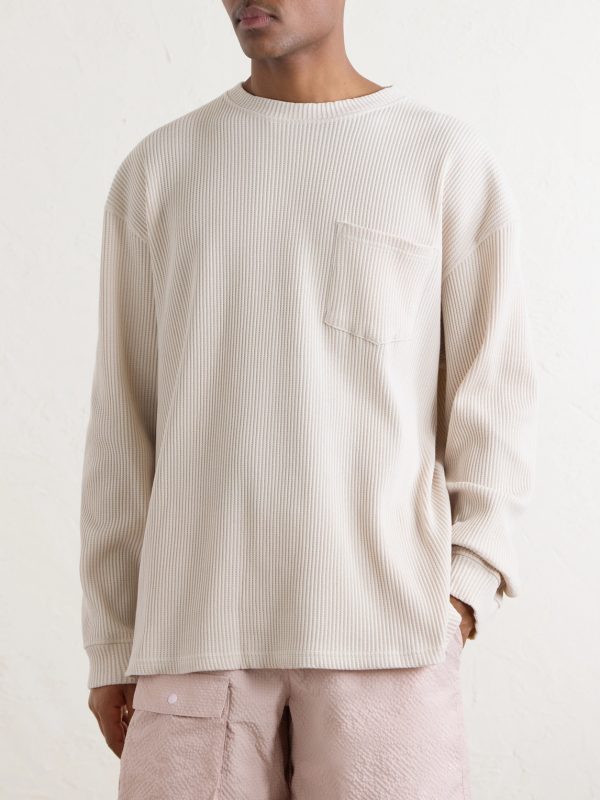 Oversized Waffle-Knit Cotton-Blend T-Shirt - FR Oversized Waffle-Knit Cotton-Blend T-Shirt - FR