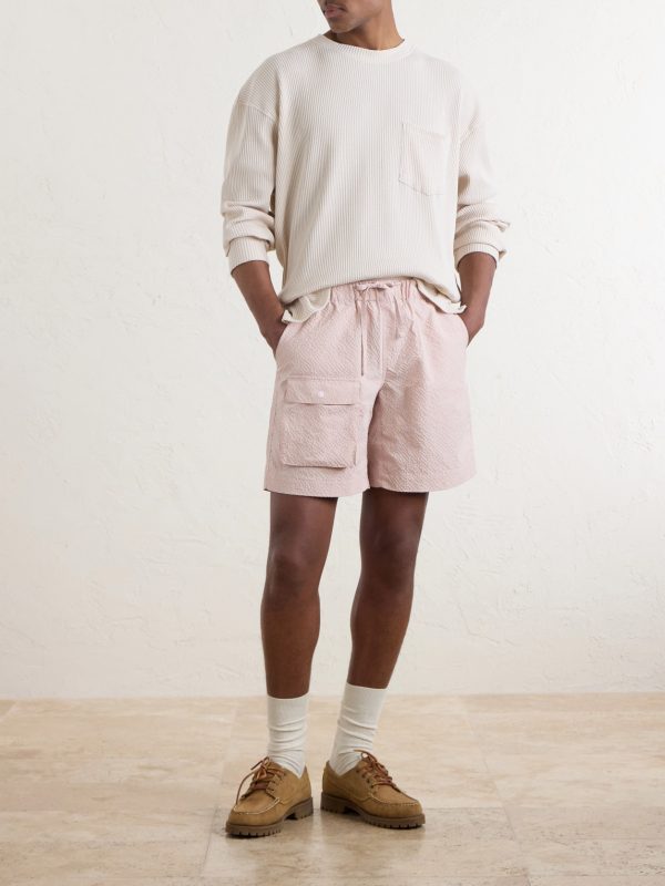 Oversized Waffle-Knit Cotton-Blend T-Shirt - OU Oversized Waffle-Knit Cotton-Blend T-Shirt - OU