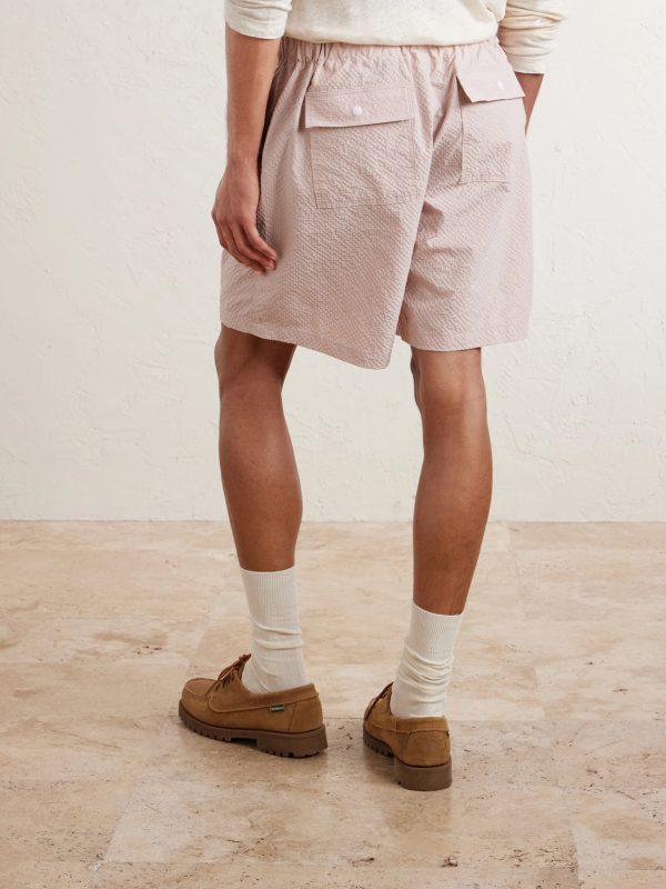 Straight-Leg Seersucker Shorts - BK