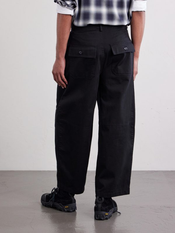Wide-Leg Cotton-Twill Trousers - BK Wide-Leg Cotton-Twill Trousers - BK
