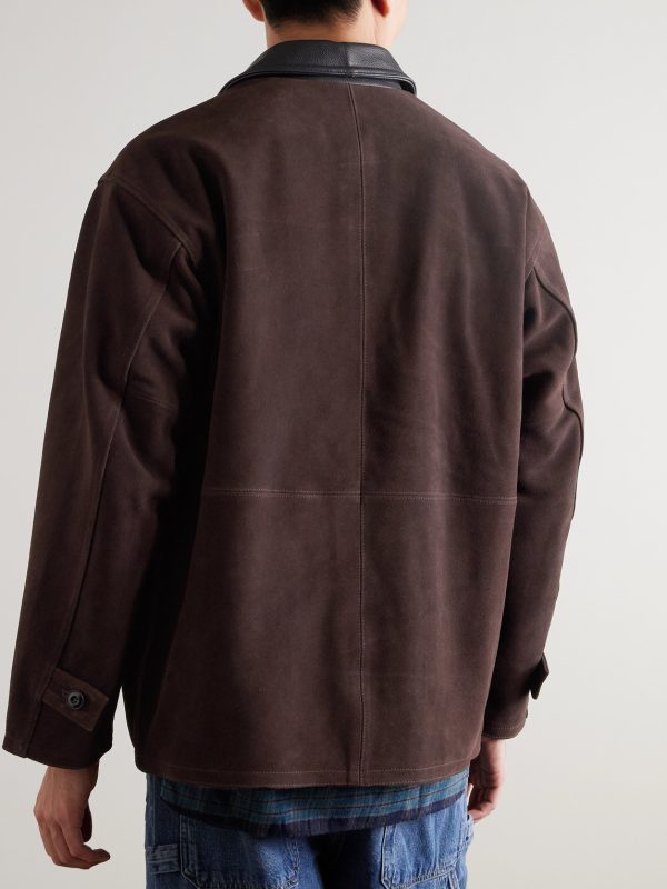 Leather-Trimmed Suede Jacket - BK