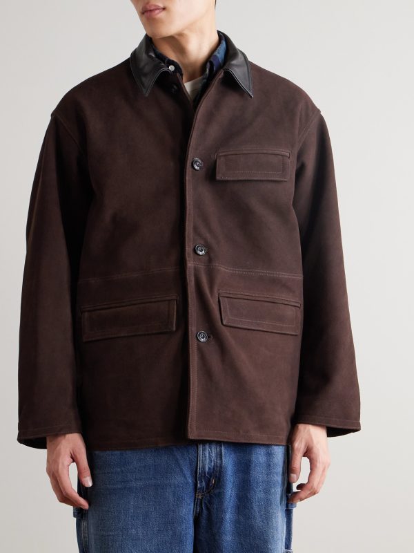 Leather-Trimmed Suede Jacket - FR
