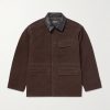 Leather-Trimmed Suede Jacket