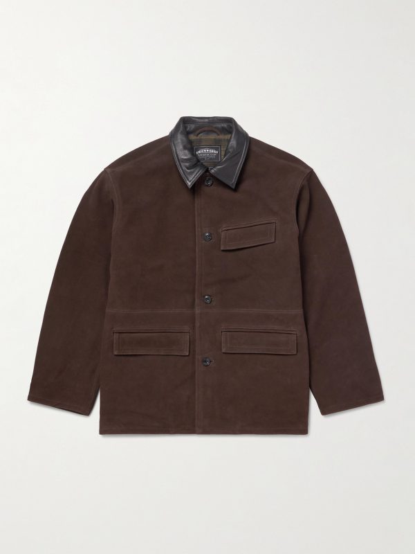 Leather-Trimmed Suede Jacket