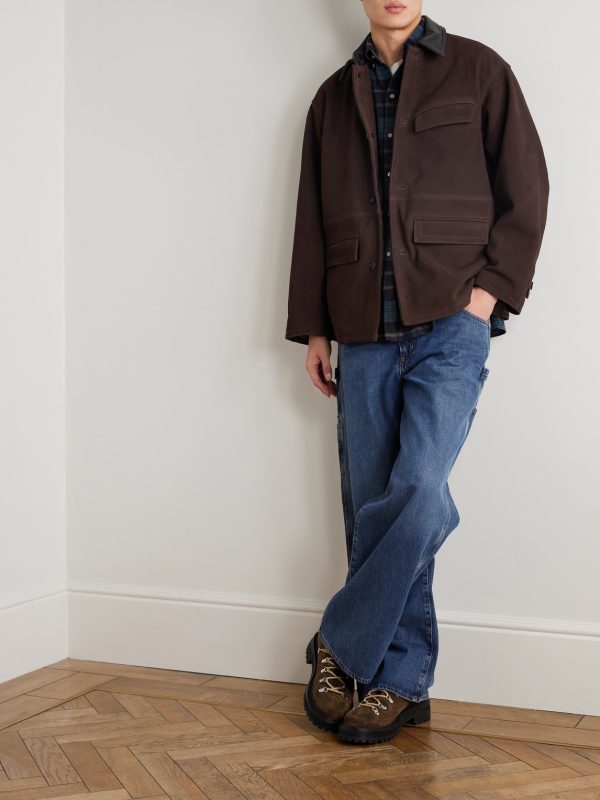 Leather-Trimmed Suede Jacket - OU