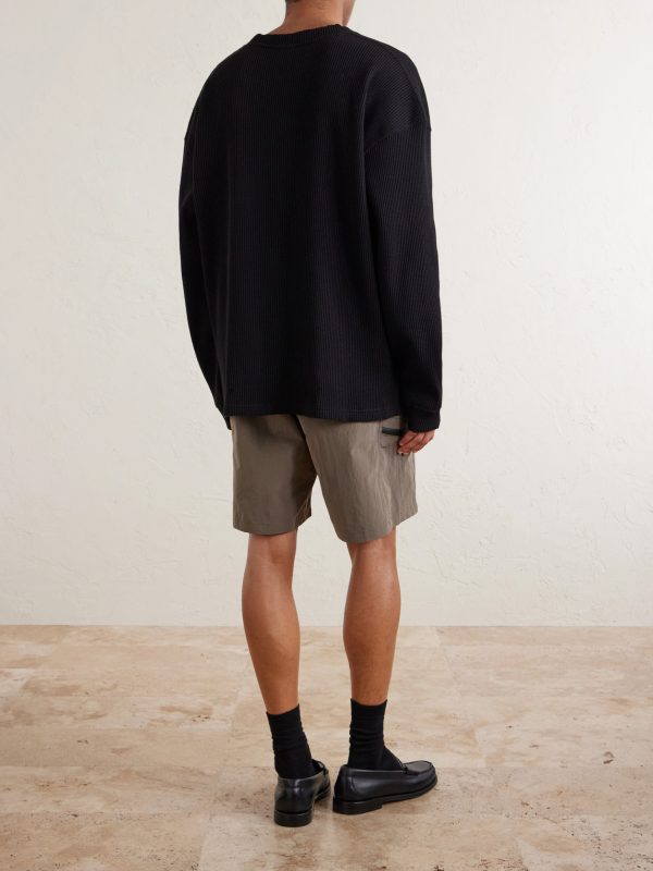 Oversized Waffle-Knit Cotton-Blend T-Shirt - BK