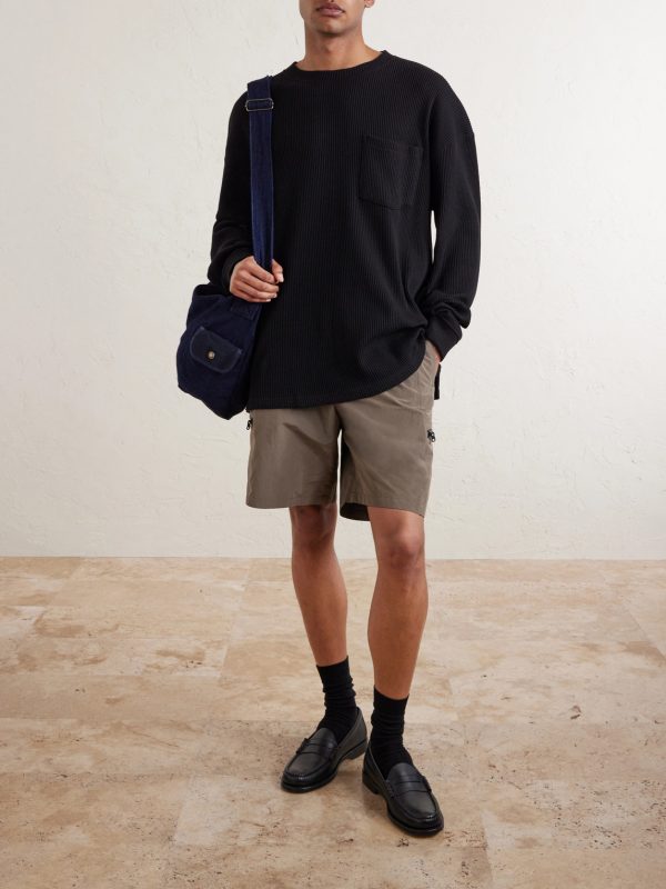 Oversized Waffle-Knit Cotton-Blend T-Shirt - OU