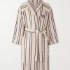 Logo-Appliquéd Striped Cotton-Terry Robe - OU Logo-Appliquéd Striped Cotton-Terry Robe - OU