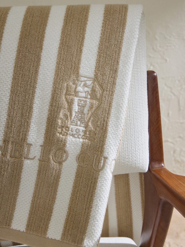 Logo-Embroidered Striped Cotton-Terry Beach Towel - CU Logo-Embroidered Striped Cotton-Terry Beach Towel - CU
