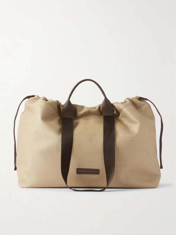 Leather-Trimmed Raffia Weekend Bag Leather-Trimmed Raffia Weekend Bag