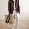 Leather-Trimmed Raffia Weekend Bag - OU Leather-Trimmed Raffia Weekend Bag - OU
