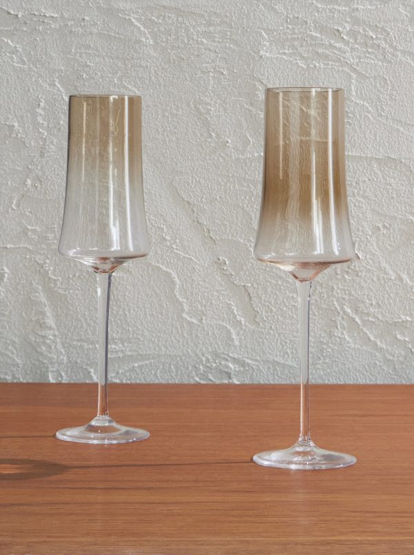 Set of Two Murano Glass Flute Glasses Set of Two Murano Glass Flute Glasses