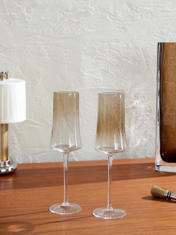 Set of Two Murano Glass Flute Glasses - OU Set of Two Murano Glass Flute Glasses - OU