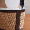 Steel, Raffia and Leather Ice Bucket - CU