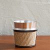 Steel, Raffia and Leather Ice Bucket