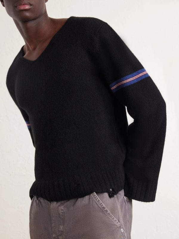 Distressed Striped Cashmere Sweater - CU Distressed Striped Cashmere Sweater - CU