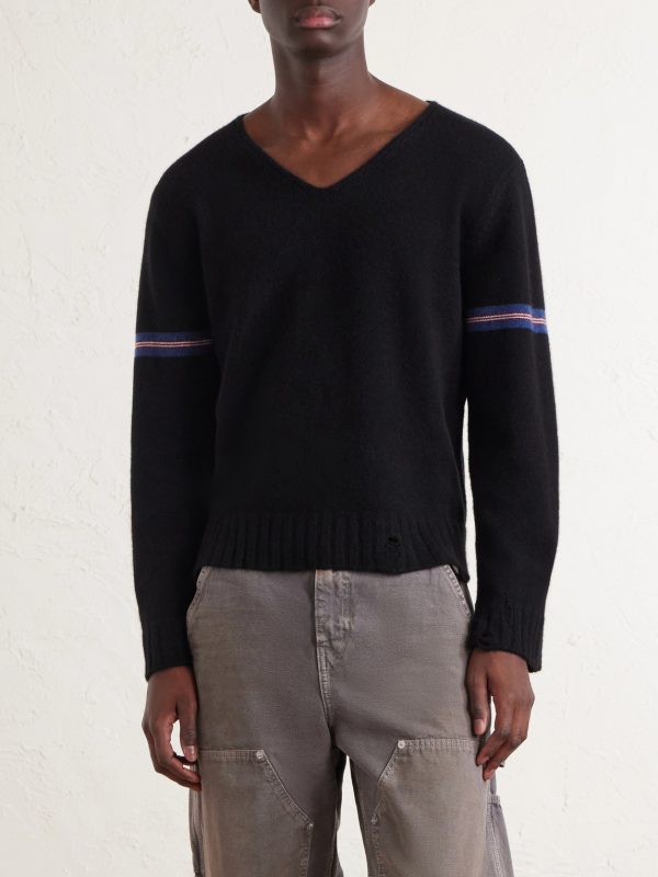 Distressed Striped Cashmere Sweater - FR Distressed Striped Cashmere Sweater - FR