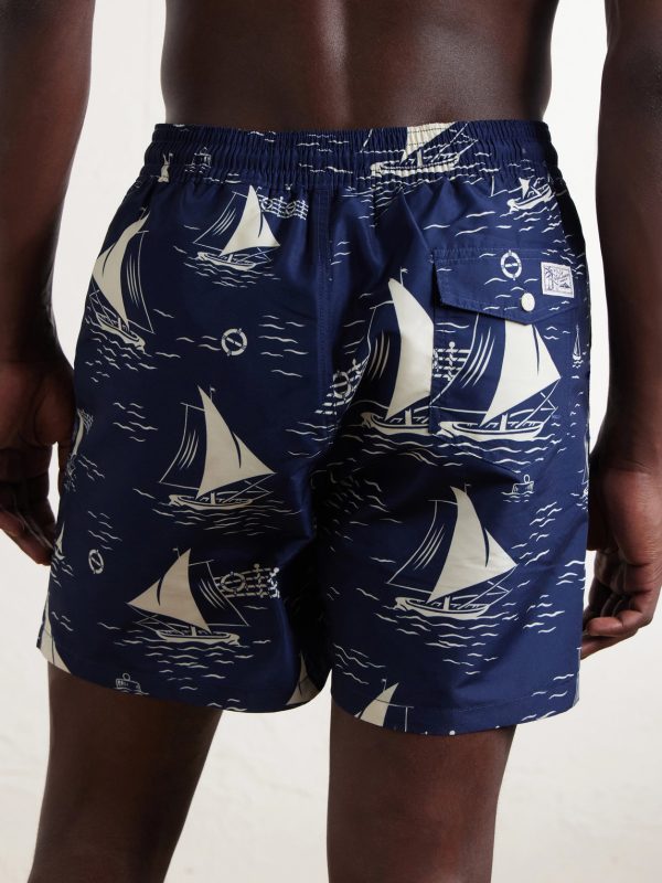 Straight-Leg Mid-Length Printed Swim Shorts - BK Straight-Leg Mid-Length Printed Swim Shorts - BK