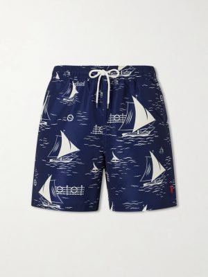 Straight-Leg Mid-Length Printed Swim Shorts Straight-Leg Mid-Length Printed Swim Shorts