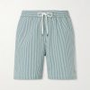 Traveler Striped Straight-Leg Mid-Length Cotton-Blend Seersucker Swim Shorts