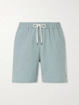 Traveler Striped Straight-Leg Mid-Length Cotton-Blend Seersucker Swim Shorts Traveler Striped Straight-Leg Mid-Length Cotton-Blend Seersucker Swim Shorts