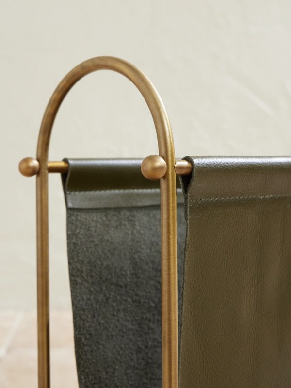 Meard Gold-Tone and Leather Magazine Rack - CU Meard Gold-Tone and Leather Magazine Rack - CU
