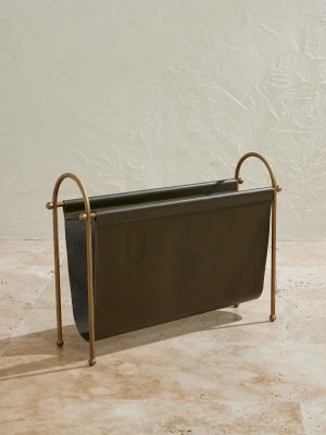 Meard Gold-Tone and Leather Magazine Rack Meard Gold-Tone and Leather Magazine Rack