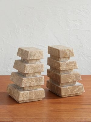 Alderman Emperador Set of Two Marble Bookends