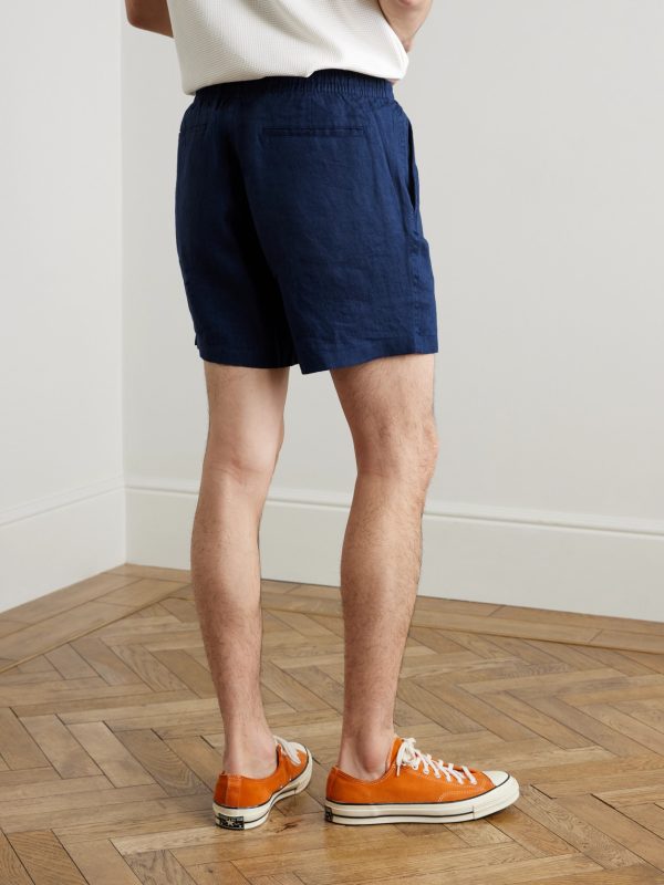 Prepster Straight-Leg Logo-Embroidered Linen Drawstring Shorts - BK Prepster Straight-Leg Logo-Embroidered Linen Drawstring Shorts - BK