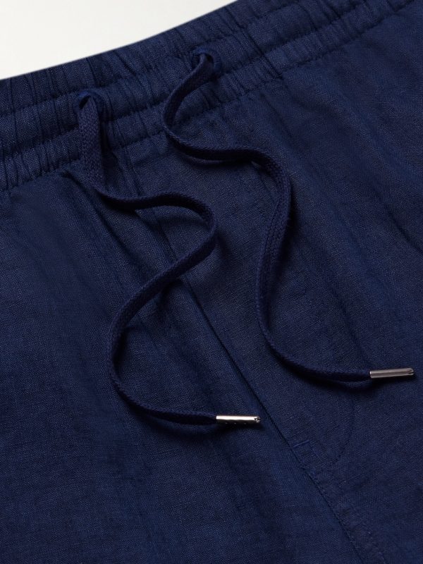 Prepster Straight-Leg Logo-Embroidered Linen Drawstring Shorts - E1 Prepster Straight-Leg Logo-Embroidered Linen Drawstring Shorts - E1
