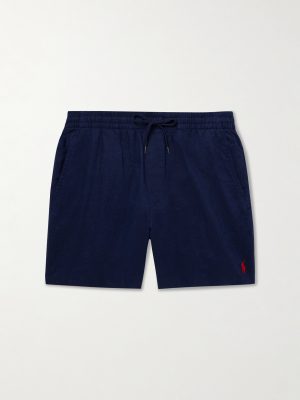 Prepster Straight-Leg Logo-Embroidered Linen Drawstring Shorts Prepster Straight-Leg Logo-Embroidered Linen Drawstring Shorts