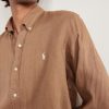 Button-Down Collar Logo-Embroidered Linen Shirt - CU Button-Down Collar Logo-Embroidered Linen Shirt - CU