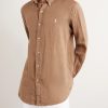 Button-Down Collar Logo-Embroidered Linen Shirt - FR Button-Down Collar Logo-Embroidered Linen Shirt - FR