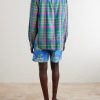 Button-Down Collar Checked Cotton Shirt - BK