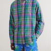 Button-Down Collar Checked Cotton Shirt - FR