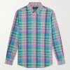 Button-Down Collar Checked Cotton Shirt