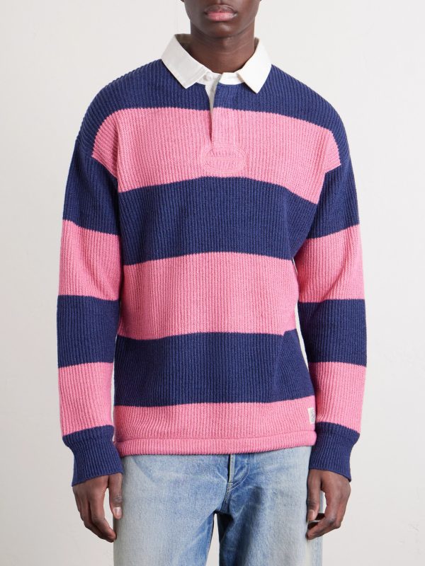 Striped Ribbed Linen and Cotton-Blend Polo Shirt - FR Striped Ribbed Linen and Cotton-Blend Polo Shirt - FR