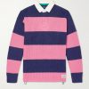 Striped Ribbed Linen and Cotton-Blend Polo Shirt Striped Ribbed Linen and Cotton-Blend Polo Shirt