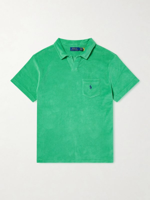 Logo-Embroidered Cotton-Blend Terry Polo Shirt Logo-Embroidered Cotton-Blend Terry Polo Shirt
