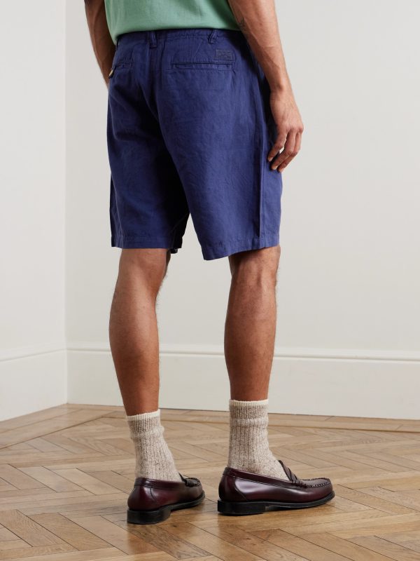 Straight-Leg Cotton and Linen-Blend Shorts - BK