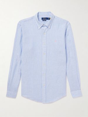 Button-Down Collar Striped Linen Shirt