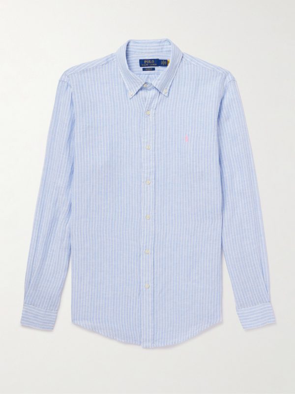 Button-Down Collar Striped Linen Shirt Button-Down Collar Striped Linen Shirt