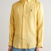 Button-Down Collar Logo-Embroidered Linen Shirt - FR
