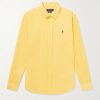 Button-Down Collar Logo-Embroidered Linen Shirt