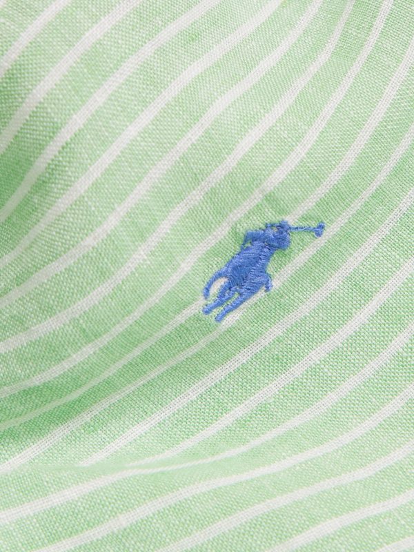Button-Down Collar Logo-Embroidered Striped Linen Shirt - CU Button-Down Collar Logo-Embroidered Striped Linen Shirt - CU