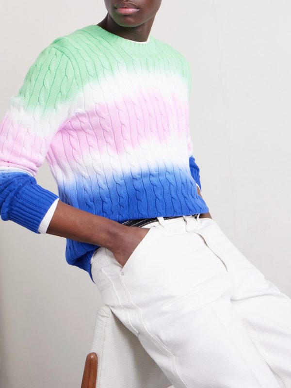 Dégradé Cable-Knit Cotton Sweater - CU